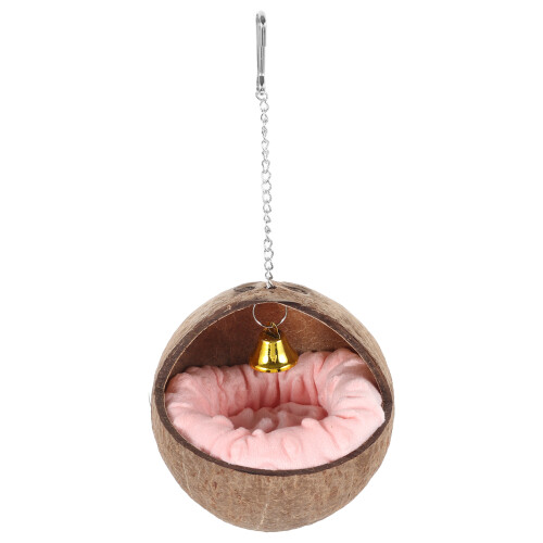 3Pcs Natural Parrot Nest Coconuts Shell Hanging Bird Bed with Pad