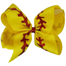 4Pcs Blue Cheerleader Baseball Bow Hair Clips Ribbon Barrette