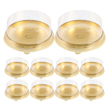 30Pcs Pet Transparent Cake Containers Golden Round Cake Packing Box