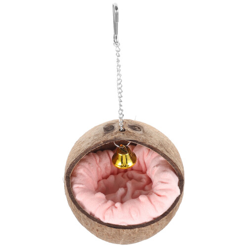 3Pcs Natural Parrot Nest Coconuts Shell Hanging Bird Bed with Pad 1