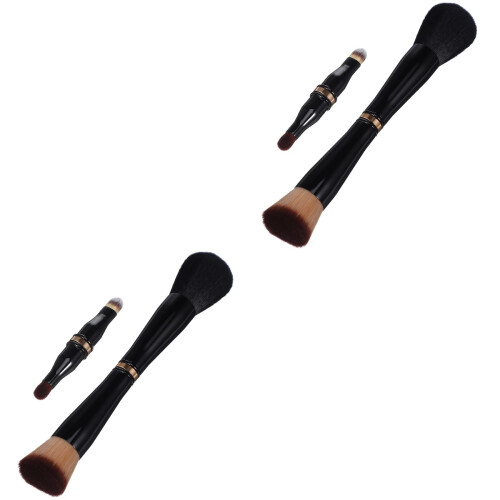 2Pcs Black Double Sided 4 in 1 Makeup Brush Travel Set 2