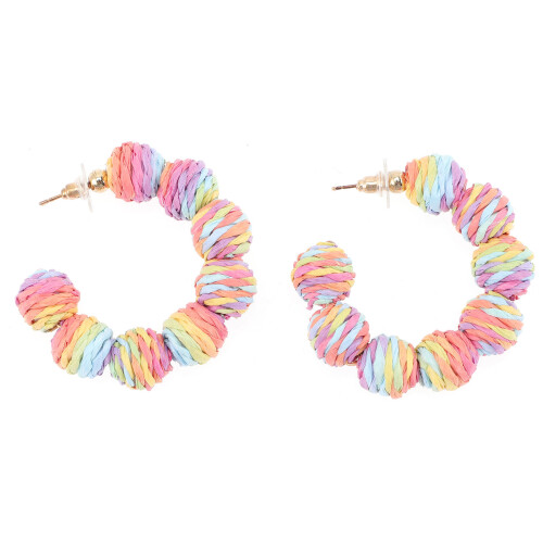 4Pairs Multi Color Raffia Earrings Boho Ear Dangle Comfortable Wear