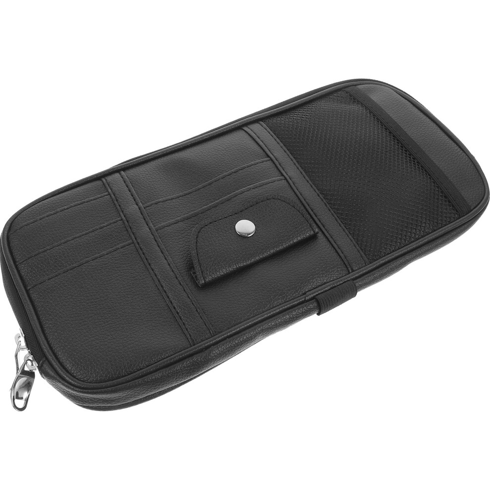 2Pcs Car Sun Visor Storage Pouch Plastic Organizer For Truck Use Black 3032364490286