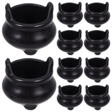 48Pcs Black ABS Miniature Witch Cauldron Storage Pots for Halloween
