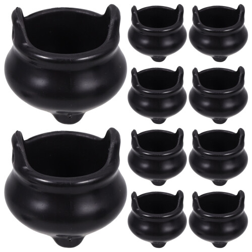 48Pcs Black ABS Miniature Witch Cauldron Storage Pots for Halloween