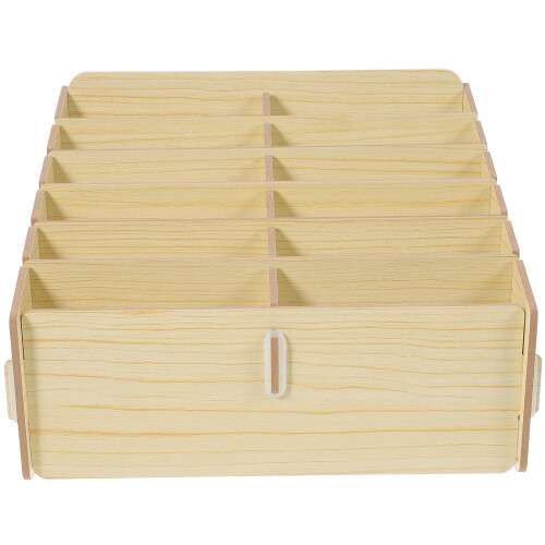 4Pcs Wooden Card Storage Organizer Beige Multi-Grid Game Holder 2