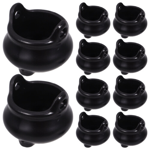 48Pcs Black ABS Miniature Witch Cauldron Storage Pots for Halloween 2