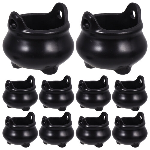 48Pcs Black ABS Miniature Witch Cauldron Storage Pots for Halloween 1