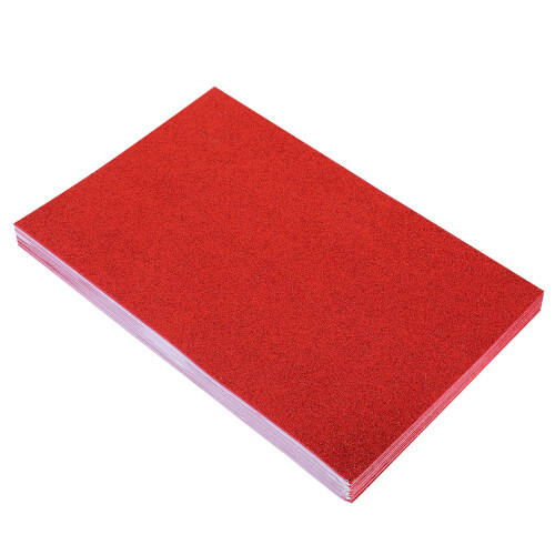 20Pcs Red Glitter Sponge Paper DIY Crafting Sheets Self-Adhesive