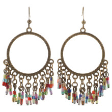 3Pairs Green Bohemian Drop Earrings Ethnic Beaded Dangle for Women