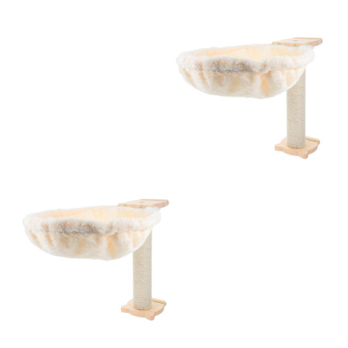 2Sets Beige Kattenhangmat Kattenbed Multifunctioneel Lintstof 2