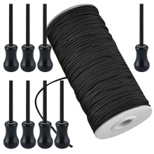 2Sets Black Roller Curtain Rope with Blind Cord Knobs and Bead Strings