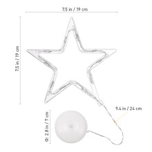 3Pcs Indoor Silver LED Window Lights Hanging with Suction Cup for Xmas