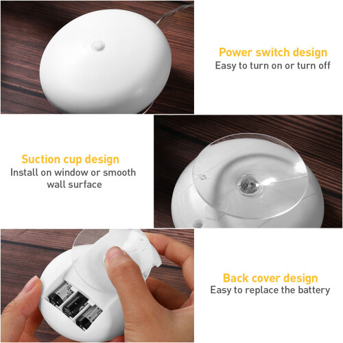 3Pcs Indoor Silver LED Window Lights Hanging with Suction Cup for Xmas 2