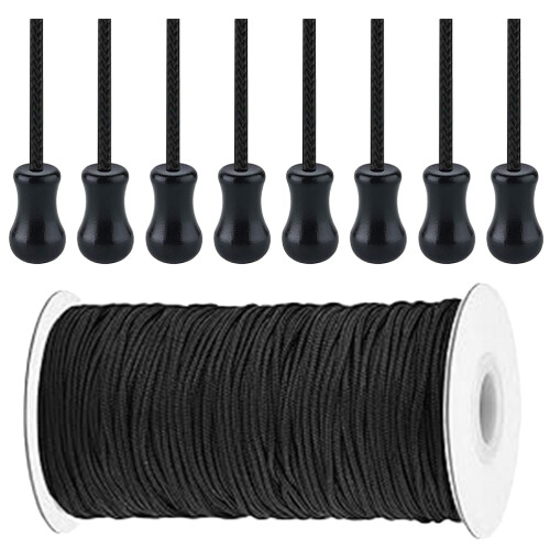 2Sets Black Roller Curtain Rope with Blind Cord Knobs and Bead Strings 1