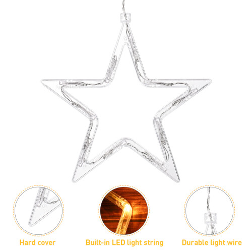 3Pcs Indoor Silver LED Window Lights Hanging with Suction Cup for Xmas 1