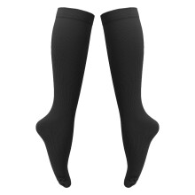Chaussettes de compression noires avec fermeture éclair 15-20 mmHg, pour femmes, cuissardes, taille XXL