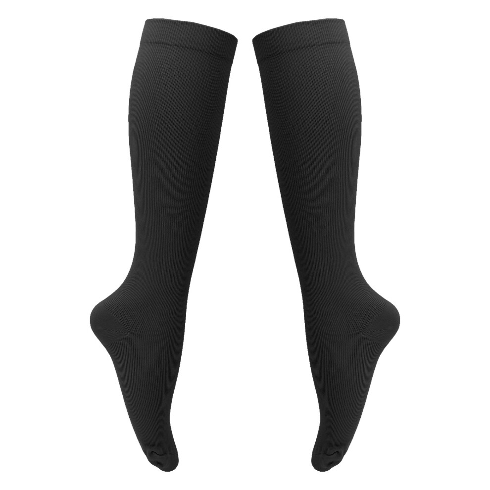 Black Women's 15-20Mmhg Zipper Compression Socks Knee High Xxl
