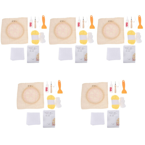 5Sets Punch Needle Handcraft Kit Multi Color DIY Embroidery Coaster 2