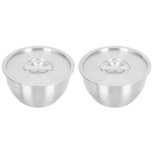 2Pcs Stainless Steel Steamed Egg Soup Bowl Kitchen Tableware Silver 2