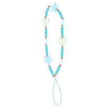 3Pcs Heart Beads Phone Hanging Rope Strong Sky-Blue Cellphone Strap
