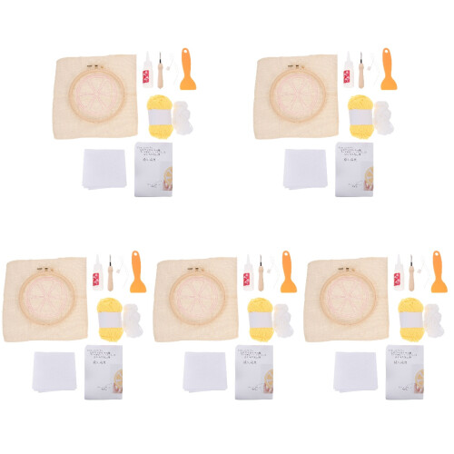 5Sets Punch Needle Handcraft Kit Multi Color DIY Embroidery Coaster 1