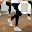 4Pairs Breathable Cotton Dance Shoe Socks Light Grey Floor Protector 10