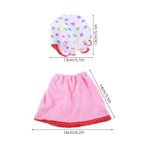 Red Polyester Doll Robe with Shower Cap for 18 Inch Dolls 2