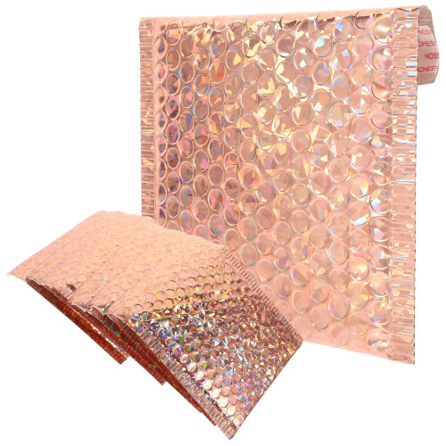 60Pcs Compact Rose Gold Shipping Bags Adhesive Bubble Envelopes