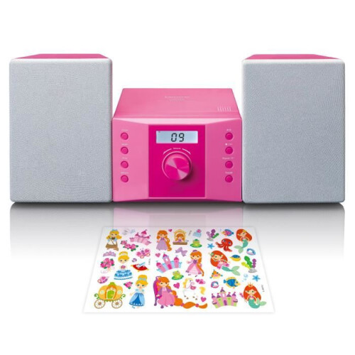 Lenco MC-013PK - Sistema HiFi com rádio FM e CD player - Rosa
