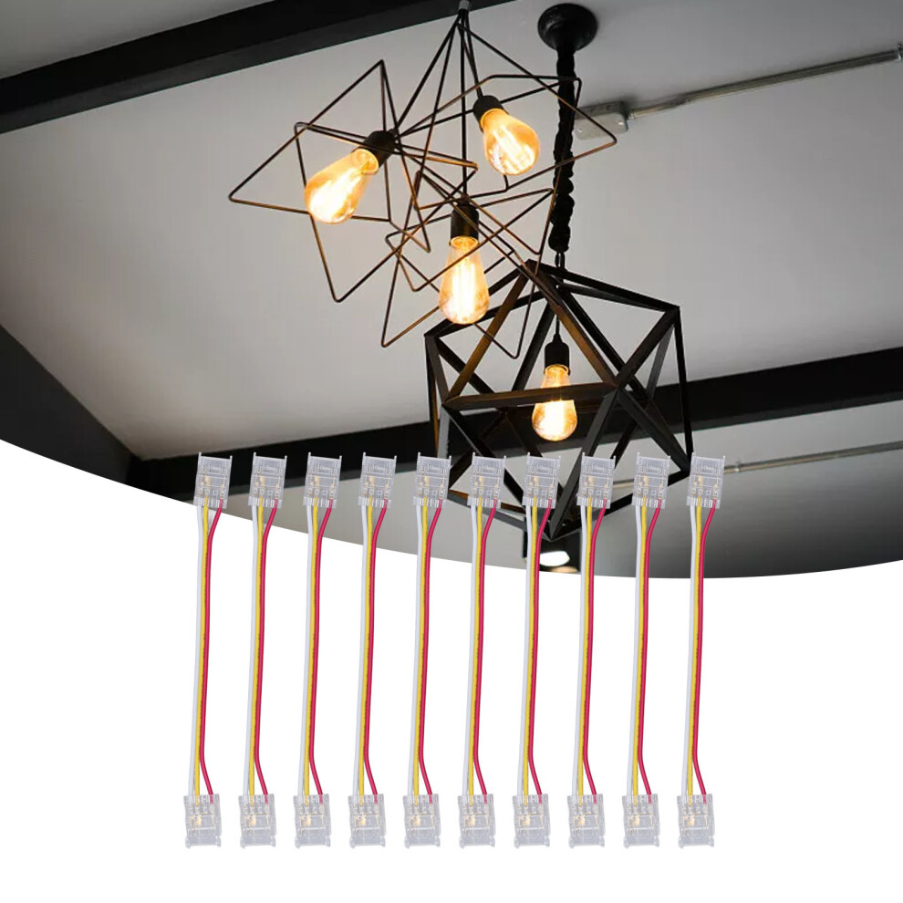 10 Pack Led Strip Connector Kit 3Pin 10Mm For Cob Light Strips Quick Connect 4021371525226
