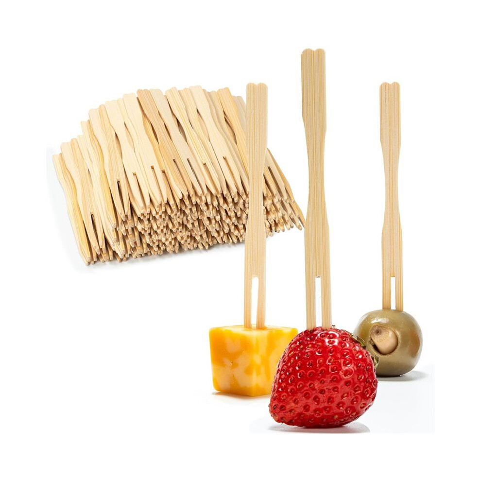 500Pcs Bamboo Appetizer Disposable Bamboo Fork For Charcuterie, Forks For Appetizers, Cocktail Forks For Weddings 6031042766085