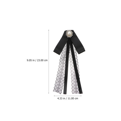 Zwarte Strik Lint Broche Kraagaccessoire Vrouwen 1