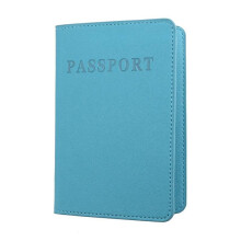 (Cyan)Pu Leather Passport Holder Multi Card Travel Wallet Cover Compartments Multiple