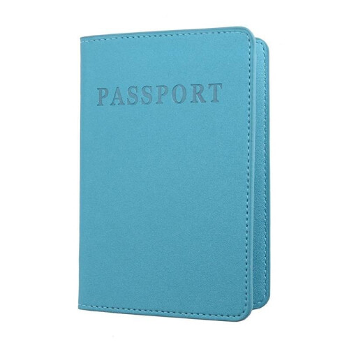 (Cyan) Pu Passport Leather Holder Multi Card Travel Wallet Cover Compartments Multiple