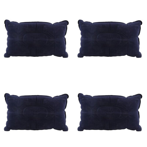 4X Double-Sided Flocking Pillow Inflatable Portable Foldable Pillow for Camping/ Traveling/ Office