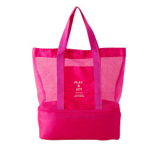 Sac de plage chic en filet, réutilisable, léger, durable et résistant à l'eau, avec bretelles renforcées et poche intérieure sécurisée.