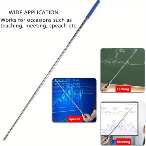 3PCS Telescopic Teacher Pointer Stick 39 Inch with Lanyard, ClicktoExtend Classroom Set, Multicolor 2