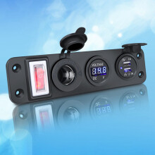 4 in 1 Neues Digital Voltmeter+12V Steckdose + Dualer USB Ladeadapter Marine USB Ladebuchse GrüN