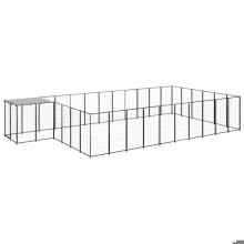 Chenil exterior jaula recinto parque animales perro 19,36 m² acero negro 02_0000503