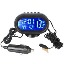 Accessori Interni 3 In 1 Voltmetro per Auto Termometro Retroilluminazione LCD Orologio Notturno Digitale 12V/24V Elettronico per Auto