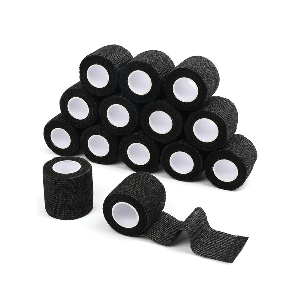 Black 14Pcs Adhesive Bandage Wrap Breathable Cohesive Tape, Non Woven Firstaid Tape For Ankle Sprains & Swelling