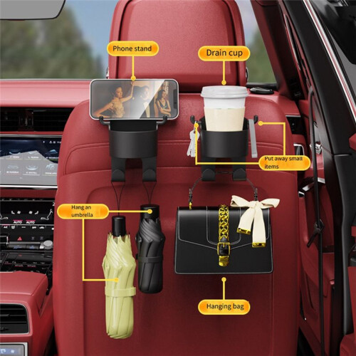 Car Hook Storage Box,  Back Drinking Cup Holder, Car Rear Backrest Small Hook for Car Storage 1