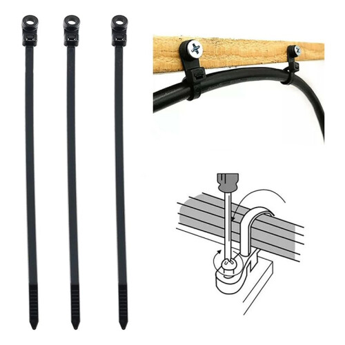 300Pcs Screw Hole Cable Ties Reusable Fixed Nylon Cable Ties Self-Locking Cord Tie Straps Fastening Loop 2