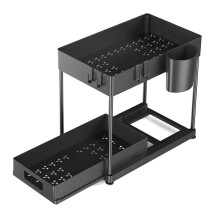 Organizzatore da Cucina Piano da Tavolo Scaffale Estraibile un Doppio Strato Scaffale per Lavello Estraibile