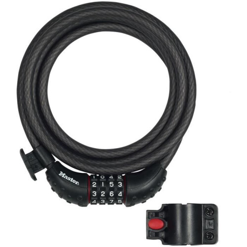Master Lock Master Lock 8120E Black Braided Steel Combination Cable 1.8m x 10mm