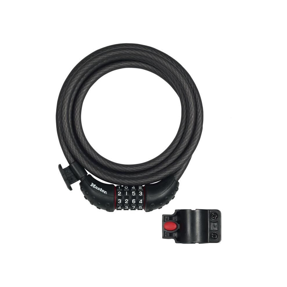 Master Lock 8120E Black Braided Steel Combination Cable 1.8m x 10mm