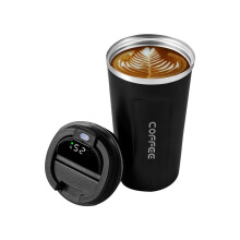 510Ml Thermo Bottle for Coffee LED Temperature Display Thermal Mug Insulated Tumbler Coffee Cup Black