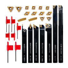 Juego de Herramientas de Roscado de Torno 21 Piezas - 7 Piezas Barras Perforadoras de VáStago Giratorio de 1/2 Pulgada con 14 Piezas Insertos de