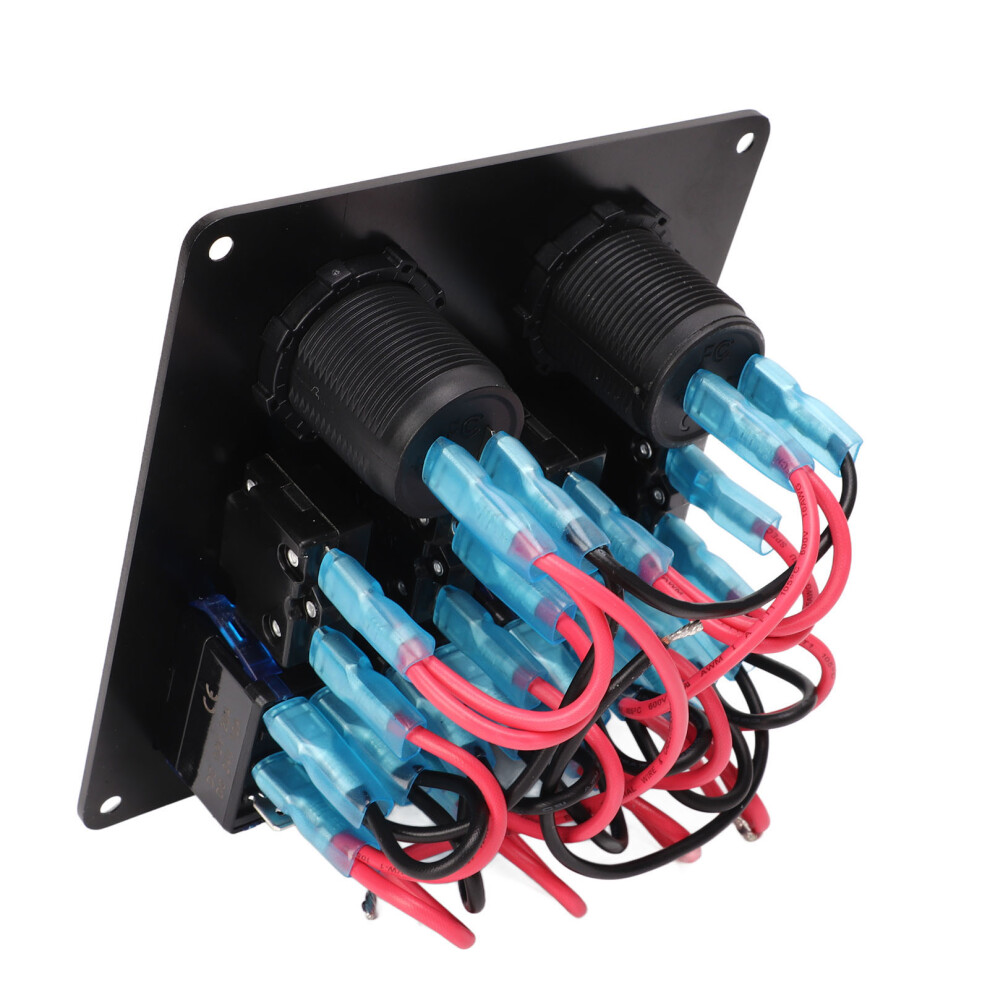 4-Gang Rocker Switch Panel With Usb & Cigarette Lighter, 12-24V, Led Blue 8251372326768
